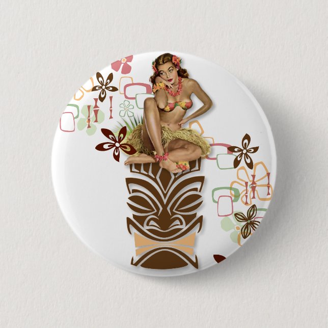 Macaron Rond 5 Cm Le kitsch BItsch : Hanches de danse polynésienne ! (Devant)
