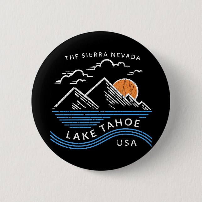 Macaron Rond 5 Cm Le lac Tahoe Sierra Nevada (Devant)