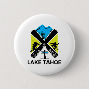 Macaron Rond 5 Cm Le Lac Tahoe Ski Et Snowboard