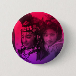 Macaron Rond 5 Cm Le Maghreb Rouge Rose A Oulé Fille Berbère Naïl Fe