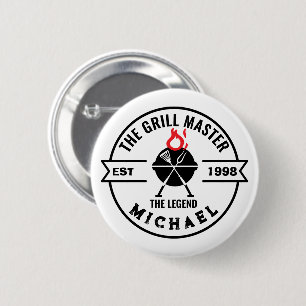 Macaron Rond 5 Cm Le Maître du Grill Année d'Origine Nom Flamme