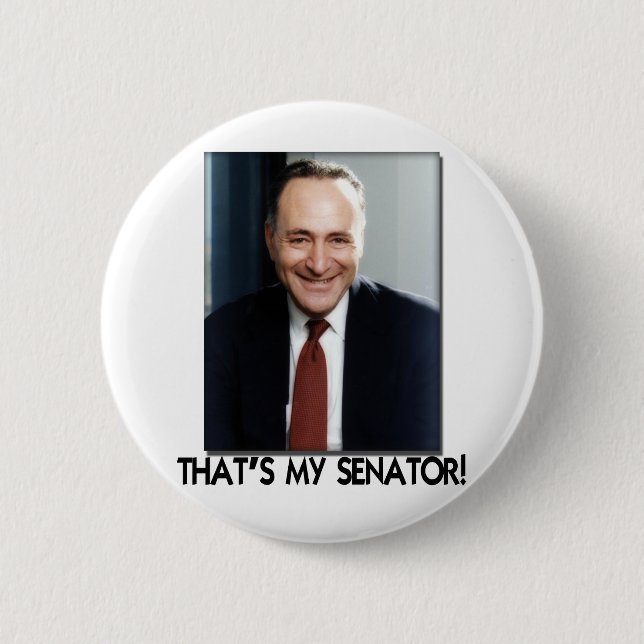 Macaron Rond 5 Cm Le mandrin Schumer, celui est mon sénateur ! (Devant)