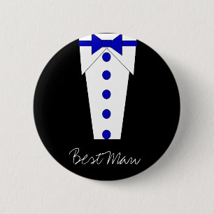 Macaron Rond 5 Cm Le meilleur bouton d'homme (bleu)