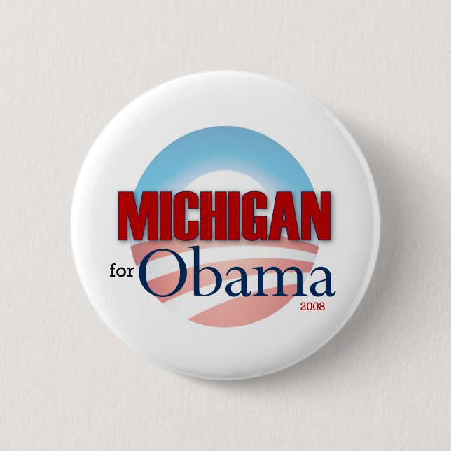 Macaron Rond 5 Cm Le Michigan pour Obama (Devant)