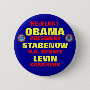 Macaron Rond 5 Cm Le Michigan pour Obama Stabenow Levin