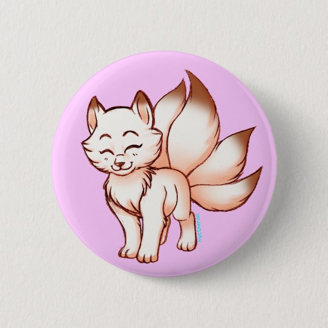Macaron Rond 5 Cm Le mini fond de kitsune (Devant)