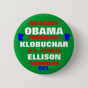 Macaron Rond 5 Cm Le Minnesota pour Obama Klobuchar Ellison