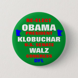 Macaron Rond 5 Cm Le Minnesota pour Obama Klobuchar Walz