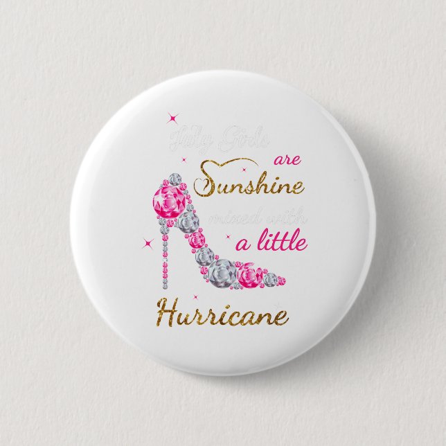 Macaron Rond 5 Cm Le mois d'anniversaire de juillet, filles était né (Devant)