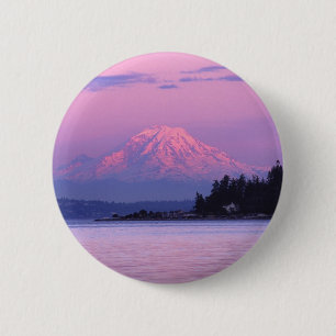 Macaron Rond 5 Cm Le mont Rainier au coucher du soleil, l'état de