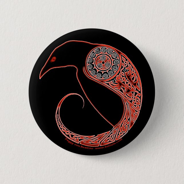 Macaron Rond 5 Cm Le Morrigan Raven Céltic nouwork Pins & Boutons (Devant)
