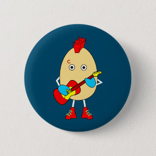 Macaron Rond 5 Cm Le musicien de rock Egghead
