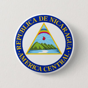Macaron Rond 5 Cm Le NICARAGUA - drapeau/emblème/manteau des