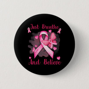 Macaron Rond 5 Cm Le Papillon Ruban Respire Et Croit Le Cancer Du Se