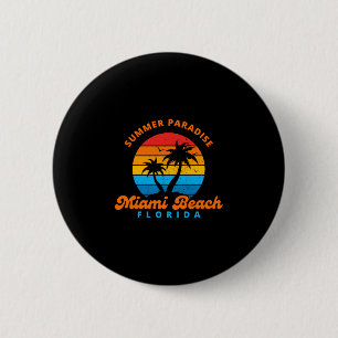 Macaron Rond 5 Cm Le Paradis d'été Miami Beach Floride-coucher-Palms