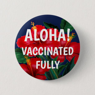 Macaron Rond 5 Cm Le paradis tropical de l'Hibiscus hawaïen vaccin