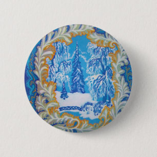 Macaron Rond 5 Cm Le pays des merveilles bleu vintage renversant