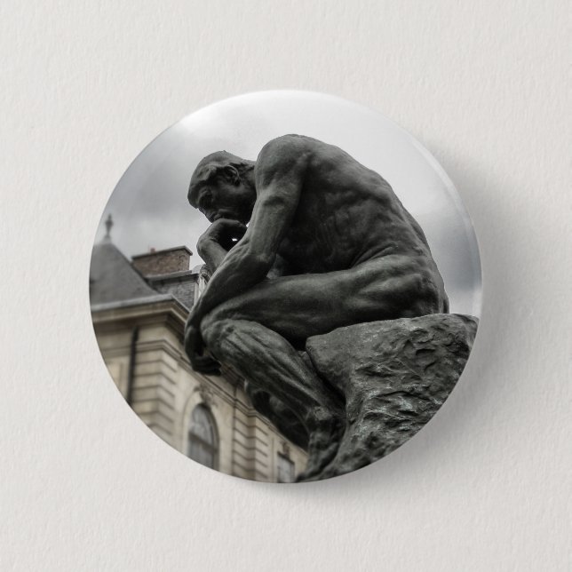 Macaron Rond 5 Cm Le penseur Rodin Paris Sculpture (Devant)