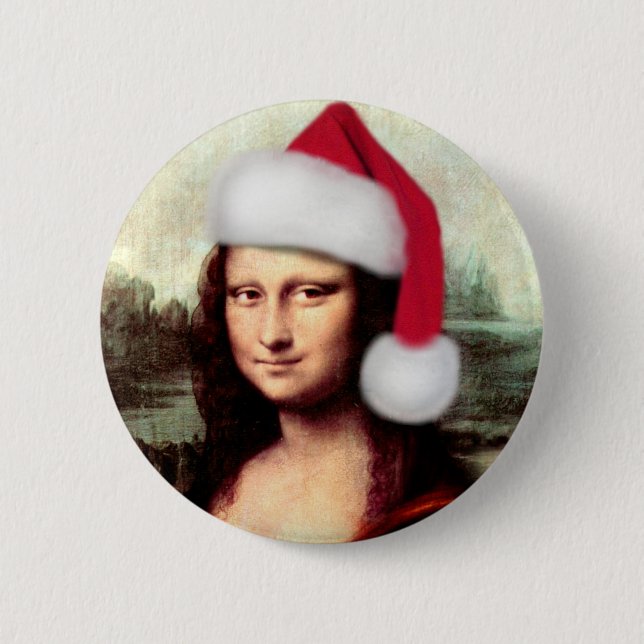 Macaron Rond 5 Cm Le Père Noël de Mona Lisa (Devant)