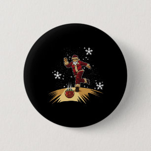 Macaron Rond 5 Cm Le Père Noël Joue Au Bowling - Cadeau De Noël Pour