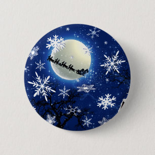 Macaron Rond 5 Cm Le père noël vient au bouton de ville