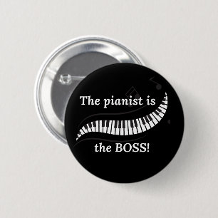 Macaron Rond 5 Cm Le pianiste est le bouton BOSS