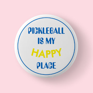 Macaron Rond 5 Cm Le pickleball rétro amusant est mon endroit heureu