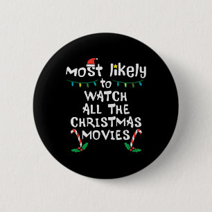 Macaron Rond 5 Cm Le plus probable regarder le film de Noël Xmas Fam