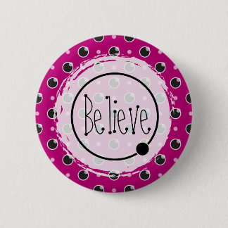 Macaron Rond 5 Cm Le pois impertinent croit le bouton - pourpre