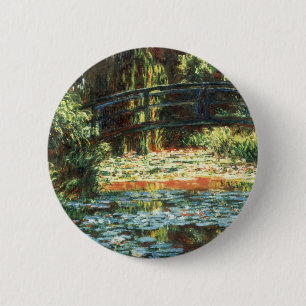 Macaron Rond 5 Cm Le Pont sur le bassin aux nymphéas par Claude Mone
