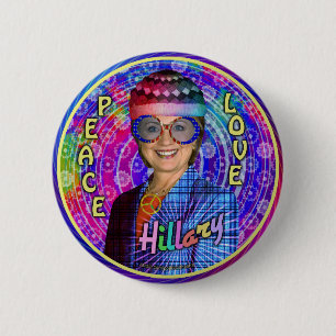 Macaron Rond 5 Cm Le Président 2016 de Hillary Clinton Hippie