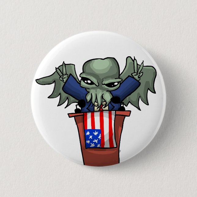 Macaron Rond 5 Cm Le Président Cthulhu (Devant)