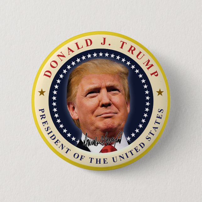 Macaron Rond 5 Cm Le Président Donald Trump Inauguration Souvenir (Devant)