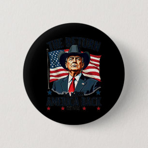 Macaron Rond 5 Cm Le Président Patriotique Donald Trump Cowboy prend