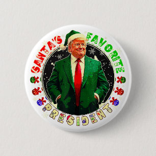 Macaron Rond 5 Cm Le président préféré du Père Noël drôle Trump Noël