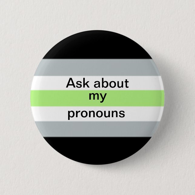 Macaron Rond 5 Cm Le pronom d'Agender demandent le bouton (Devant)