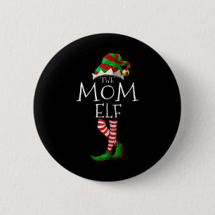 Macaron Rond 5 Cm Le Pyjama de la famille maman Elf Fun Christmas Ma
