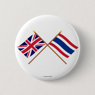 Macaron Rond 5 Cm Le R-U et les drapeaux croisés par Thaïlande
