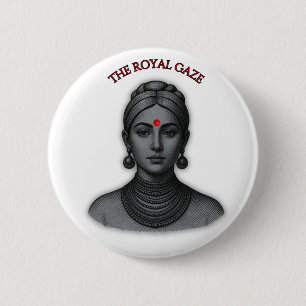 Macaron Rond 5 Cm Le Regard Royal - Reine Indienne Ligne Art