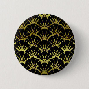 Macaron Rond 5 Cm Le rétro noir d'art déco/or Shell mesurent le