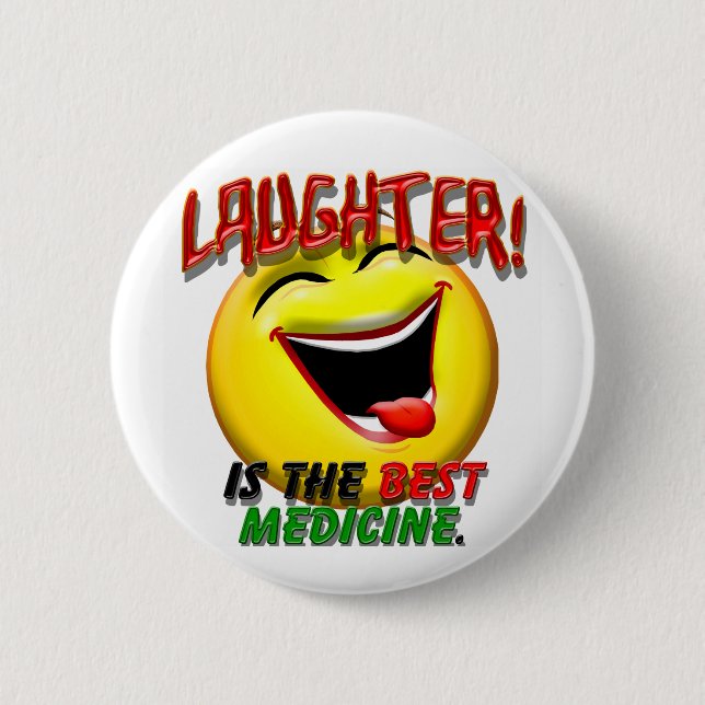 Macaron Rond 5 Cm Le rire est la meilleure médecine (Devant)