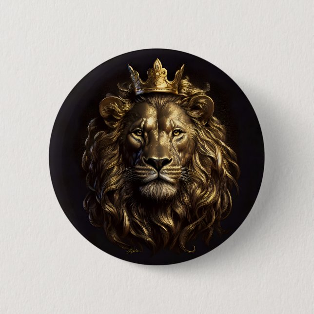 Macaron Rond 5 Cm Le Roi ! Le Lion d'Oz pas si puéril (Devant)