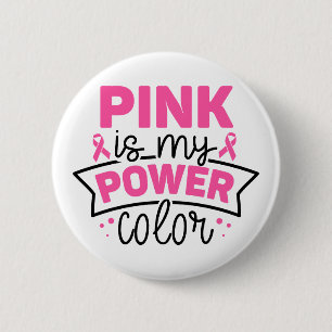 Macaron Rond 5 Cm Le rose est ma couleur puissante Ruban de sensibil