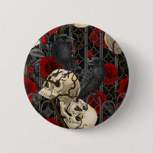 Macaron Rond 5 Cm Le secret de Raven. Illustration gothique sombre e