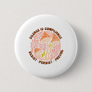 Macaron Rond 5 Cm Le silence est complicité, résistez, 86 47, Floral