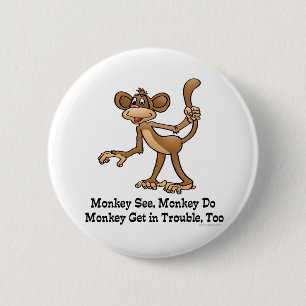 Macaron Rond 5 Cm Le singe voient, singe font, singe obtiennent dans