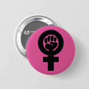 Macaron Rond 5 Cm Le symbole des femmes avec le poing