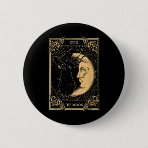 Macaron Rond 5 Cm Le Tarot Lune Xvii Inspiré Chat Noir sorcier Casqu