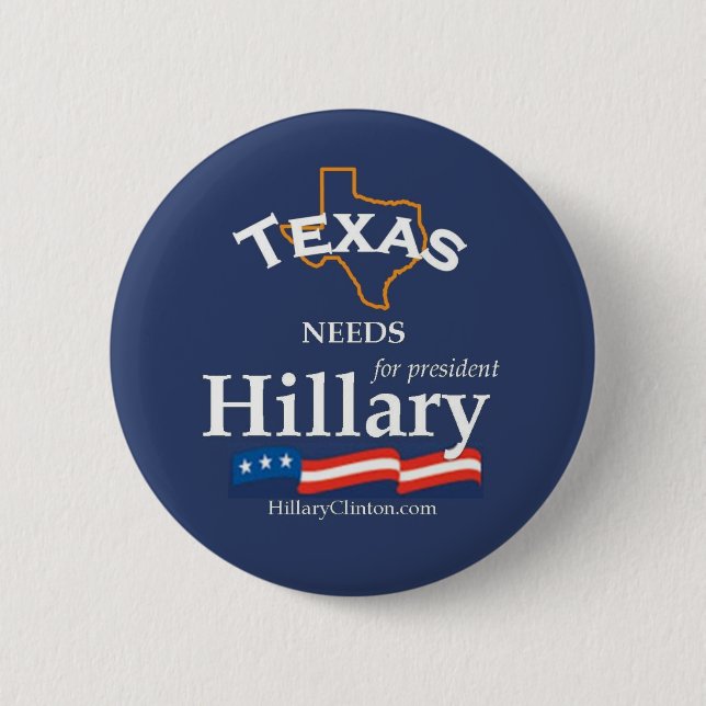 Macaron Rond 5 Cm Le Texas a besoin du bouton de Hillary (Devant)