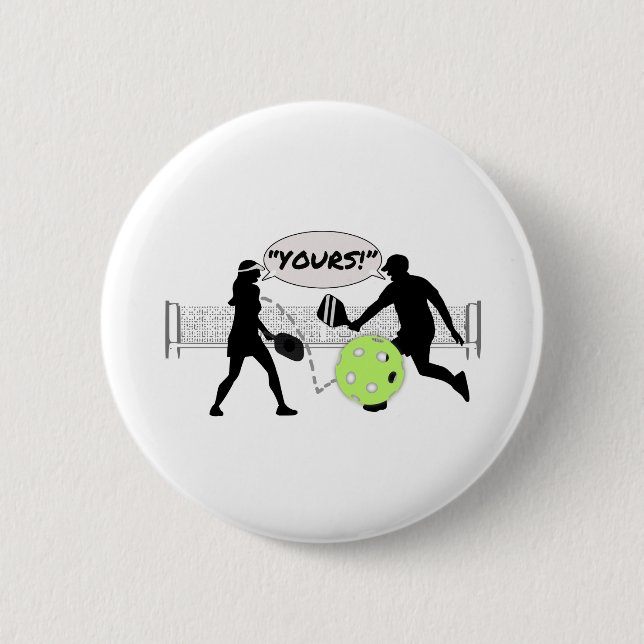 Macaron Rond 5 Cm "Le tien !" Double Pickleball (Devant)